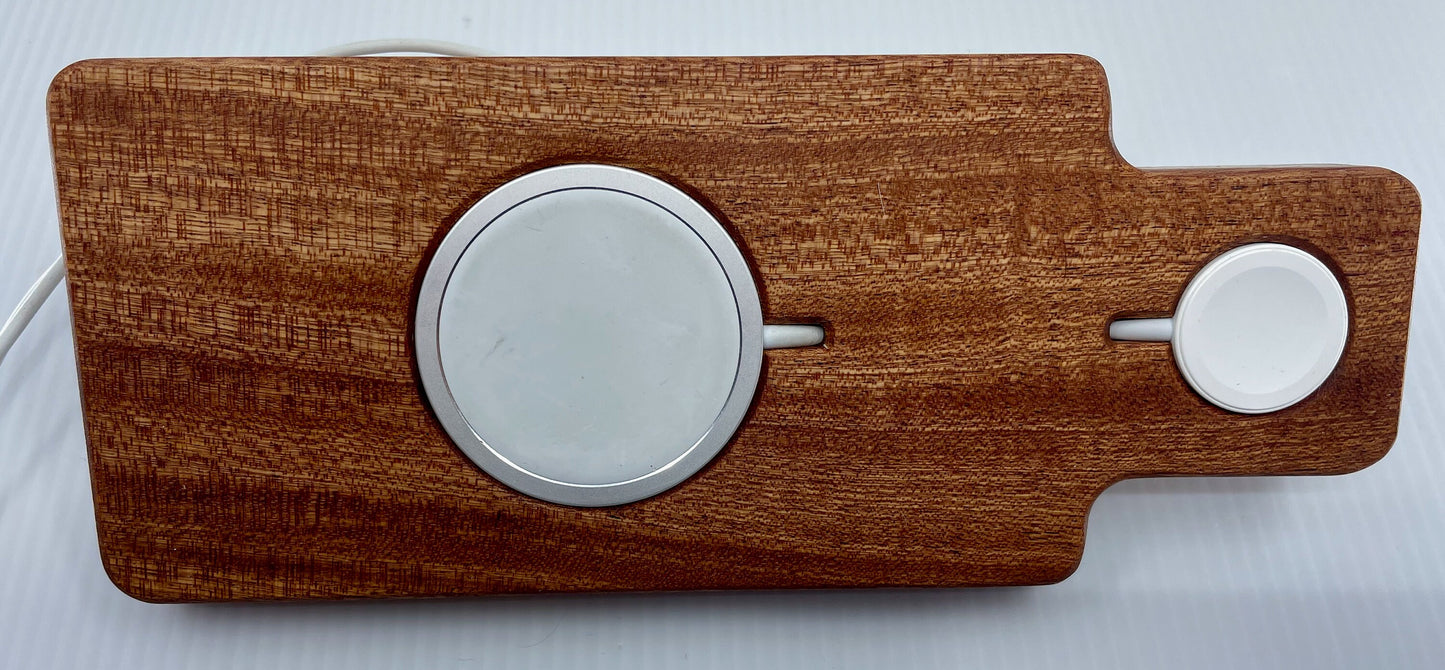 iPhone/Max/Pro/ProMax MagSafe & Apple Watch Hardwood Night Stand