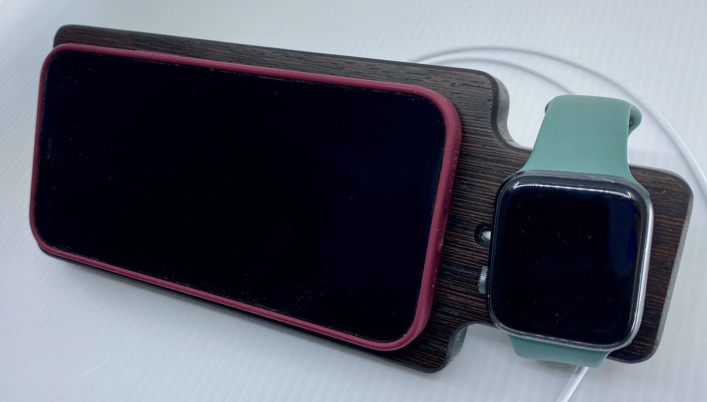 iPhone/Max/Pro/ProMax MagSafe & Apple Watch Hardwood Night Stand